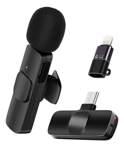 MICRÓFONO INALÁMBRICO K8 DE SOLAPA CONECTOR TIPO C + LIGHTNING