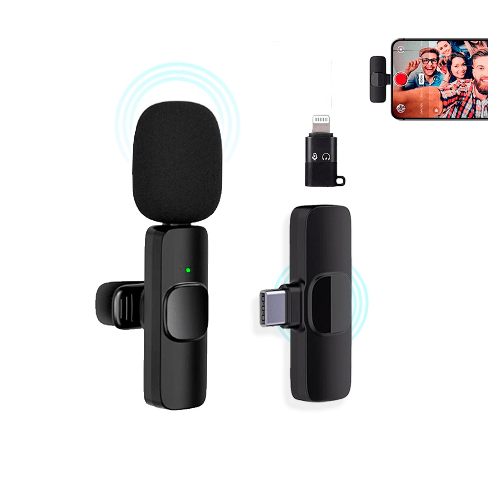 MICRÓFONO INALÁMBRICO K8 DE SOLAPA CONECTOR TIPO C + LIGHTNING - Imagen 2